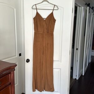 Jack tan suede-feel jumpsuit.